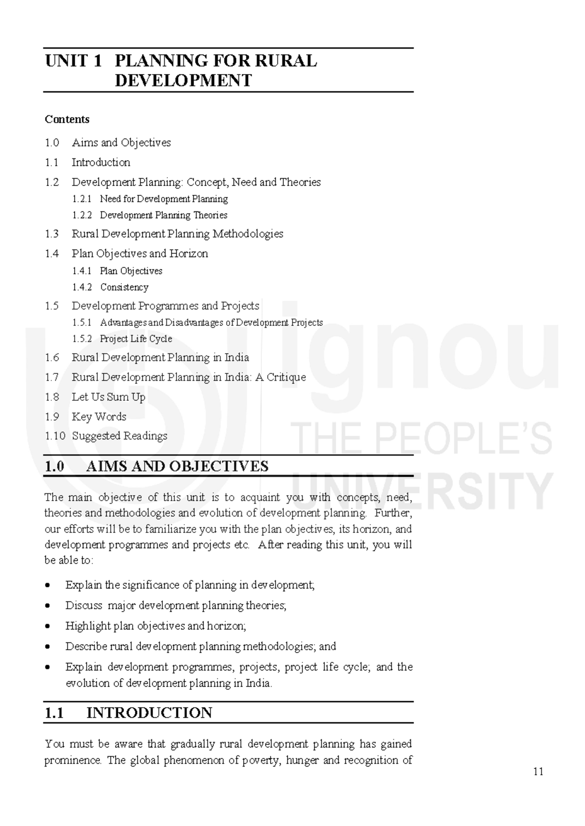 Rural Development - Planning for Rural UNIT 1 PLANNING FOR RURAL ...