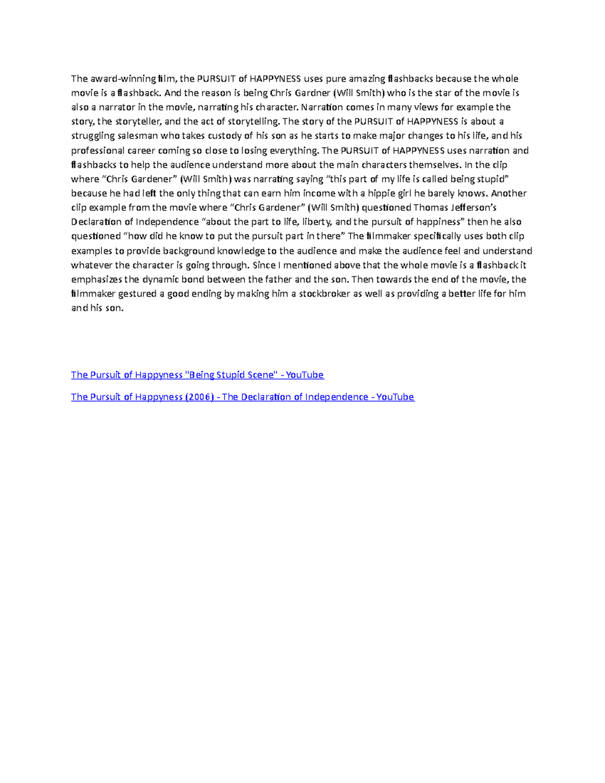 ENG 201 Mise-en-scène Assignment: Analyzing Narration in The Pursuit of ...