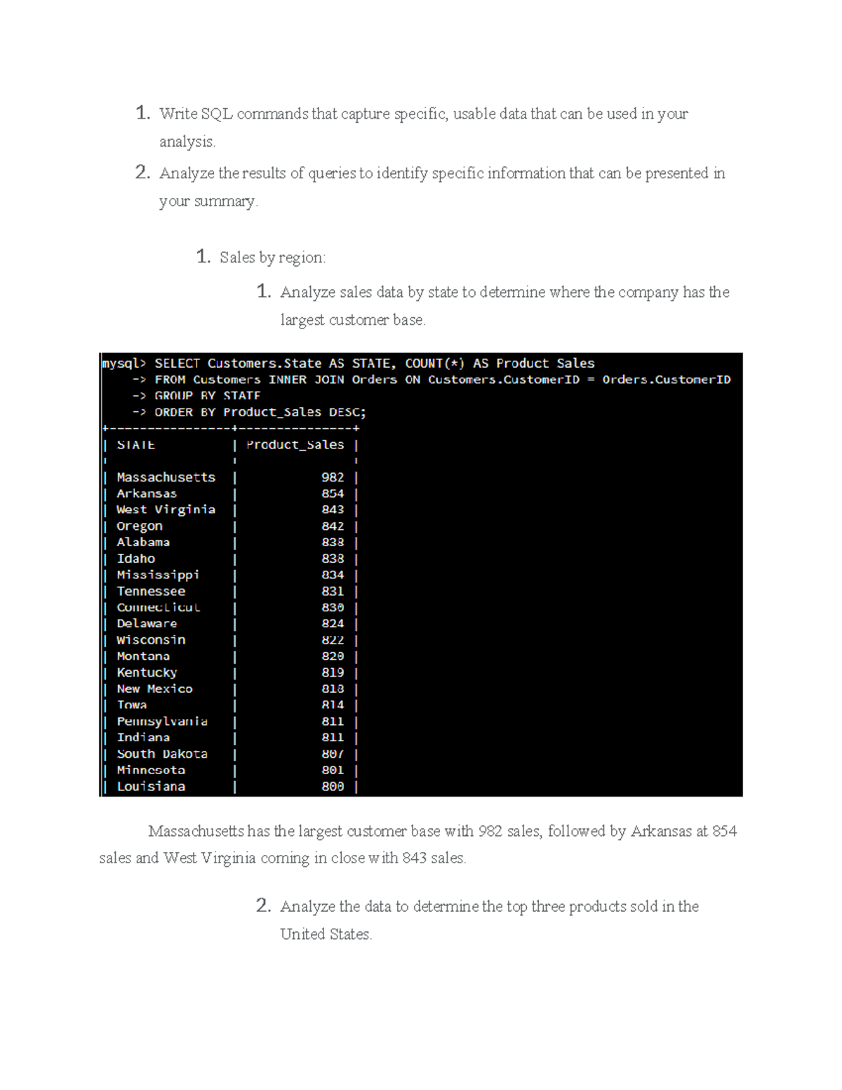 Module Five Major Activity - 1. Write SQL commands that capture ...