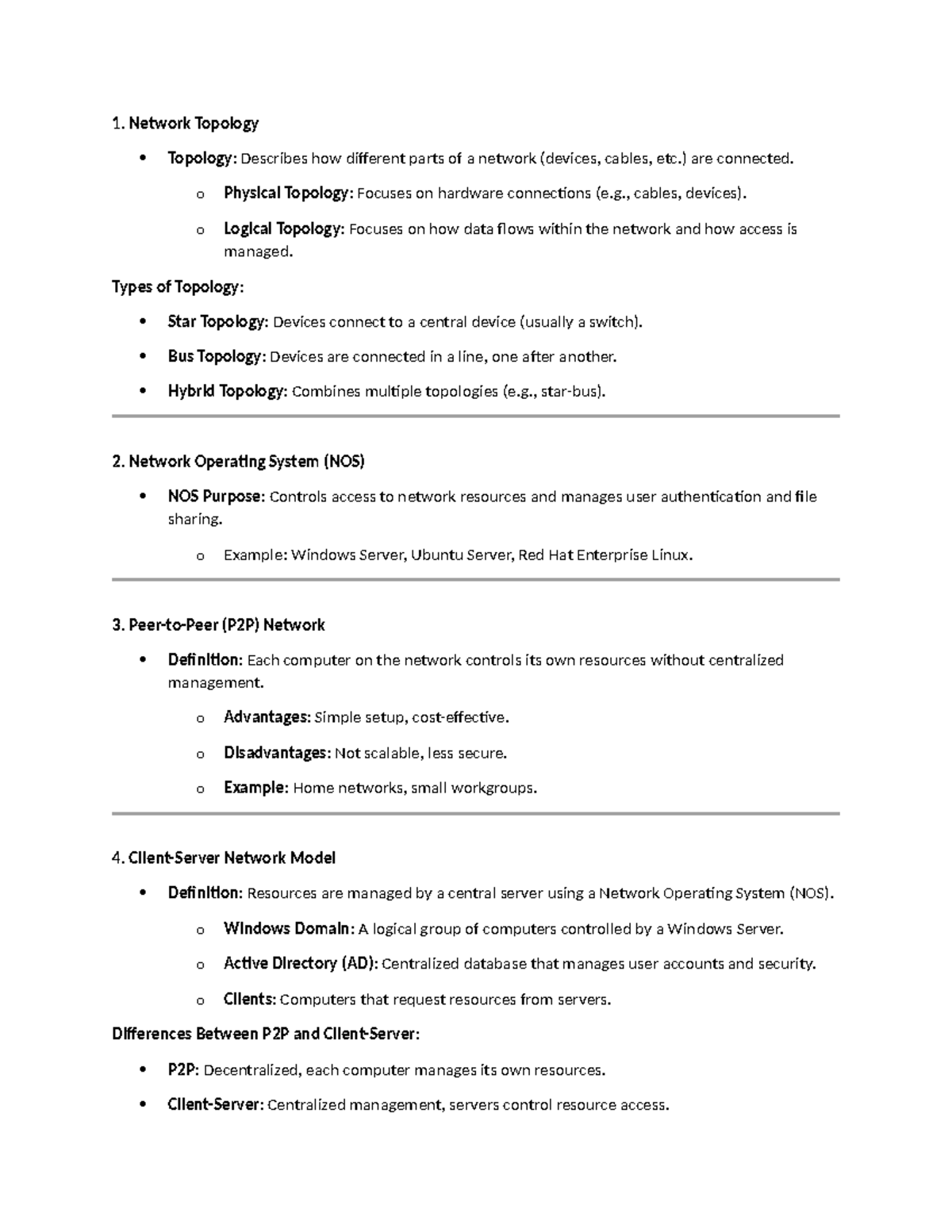 ITM 301 chapter 1 - notes - Network Topology Topology: Describes how ...