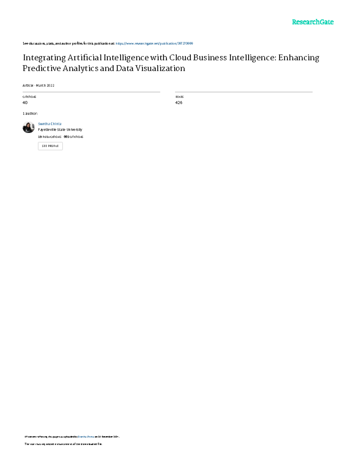 Integrating AI with Cloud BI: Enhancing Predictive Analytics ...