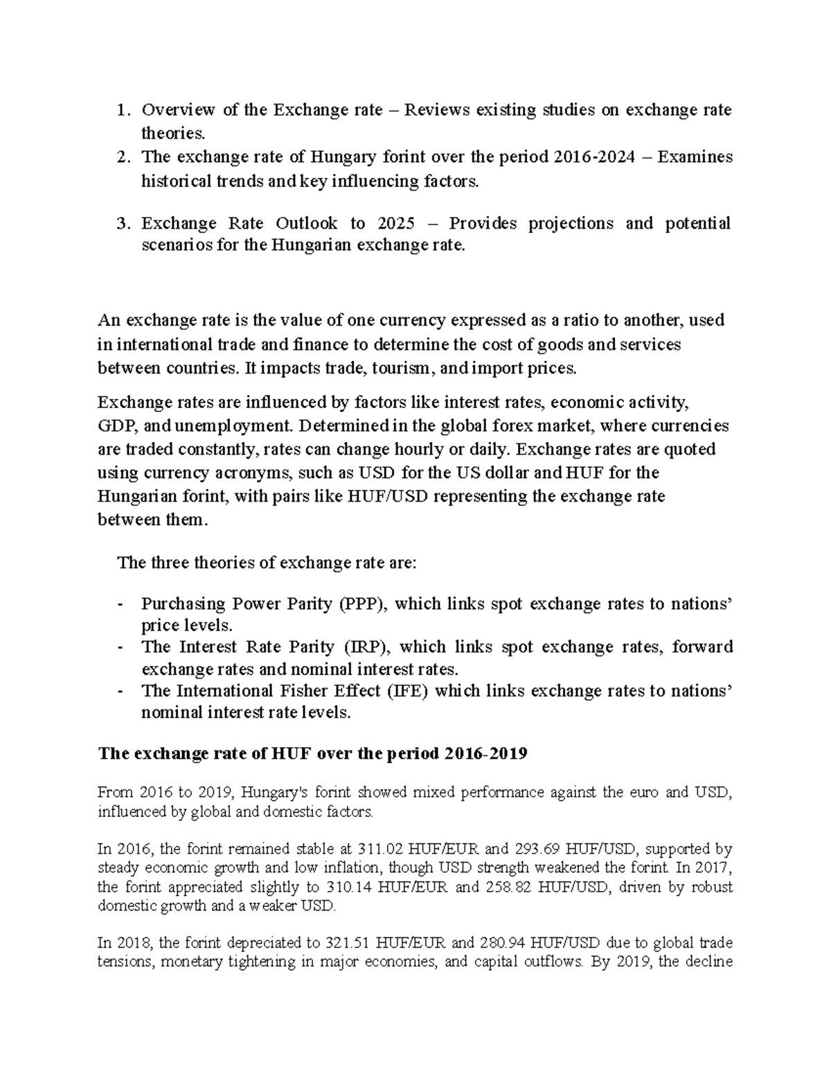 HUF Exchange Rate Analysis: Trends and Projections 2016-2025 - Studocu