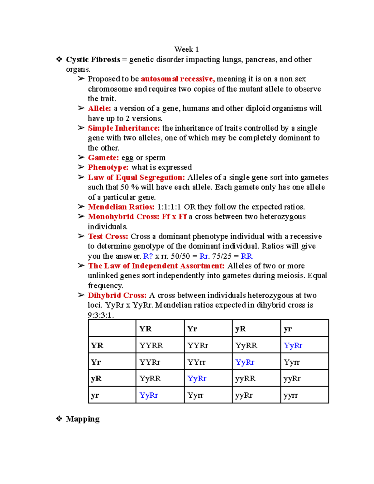 Genetics 101: Week 1 & 2 Cheat Sheet for Exam 1 Study - Studocu