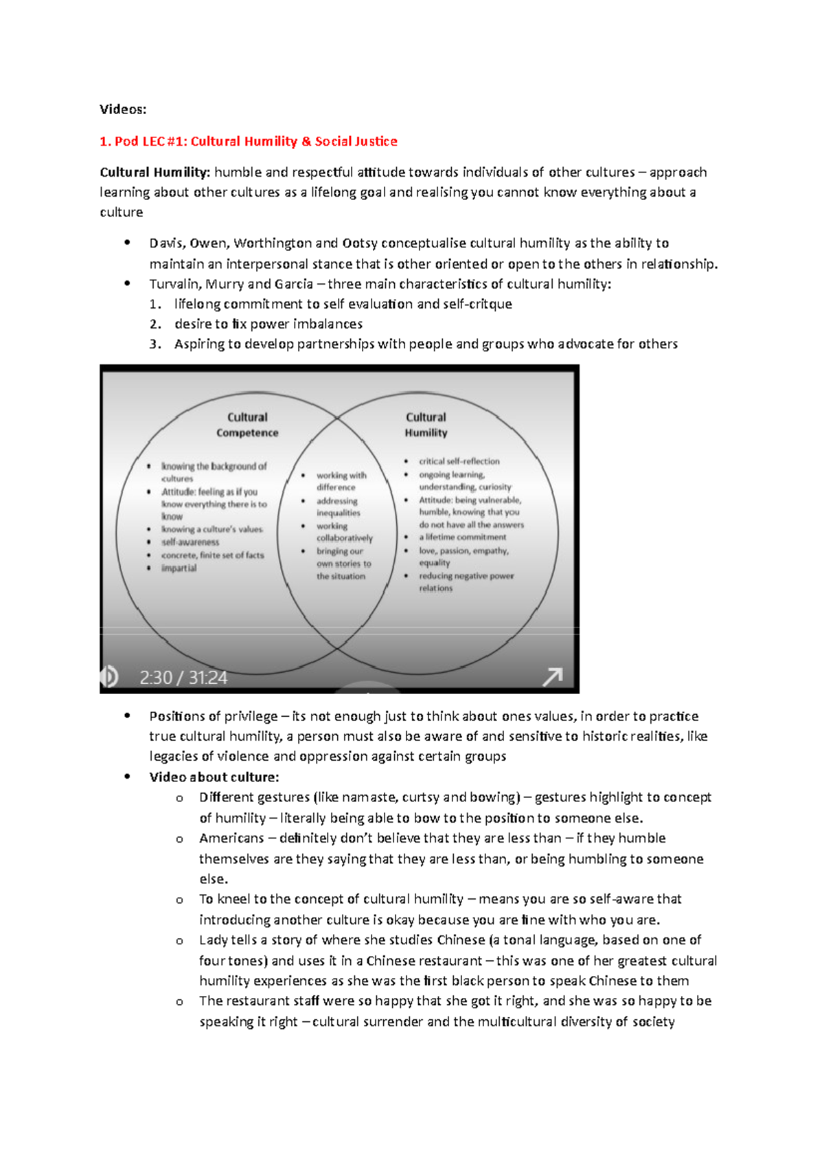 Lecture and Videos - Week 2 - Videos: Pod LEC #1: Cultural Humility ...