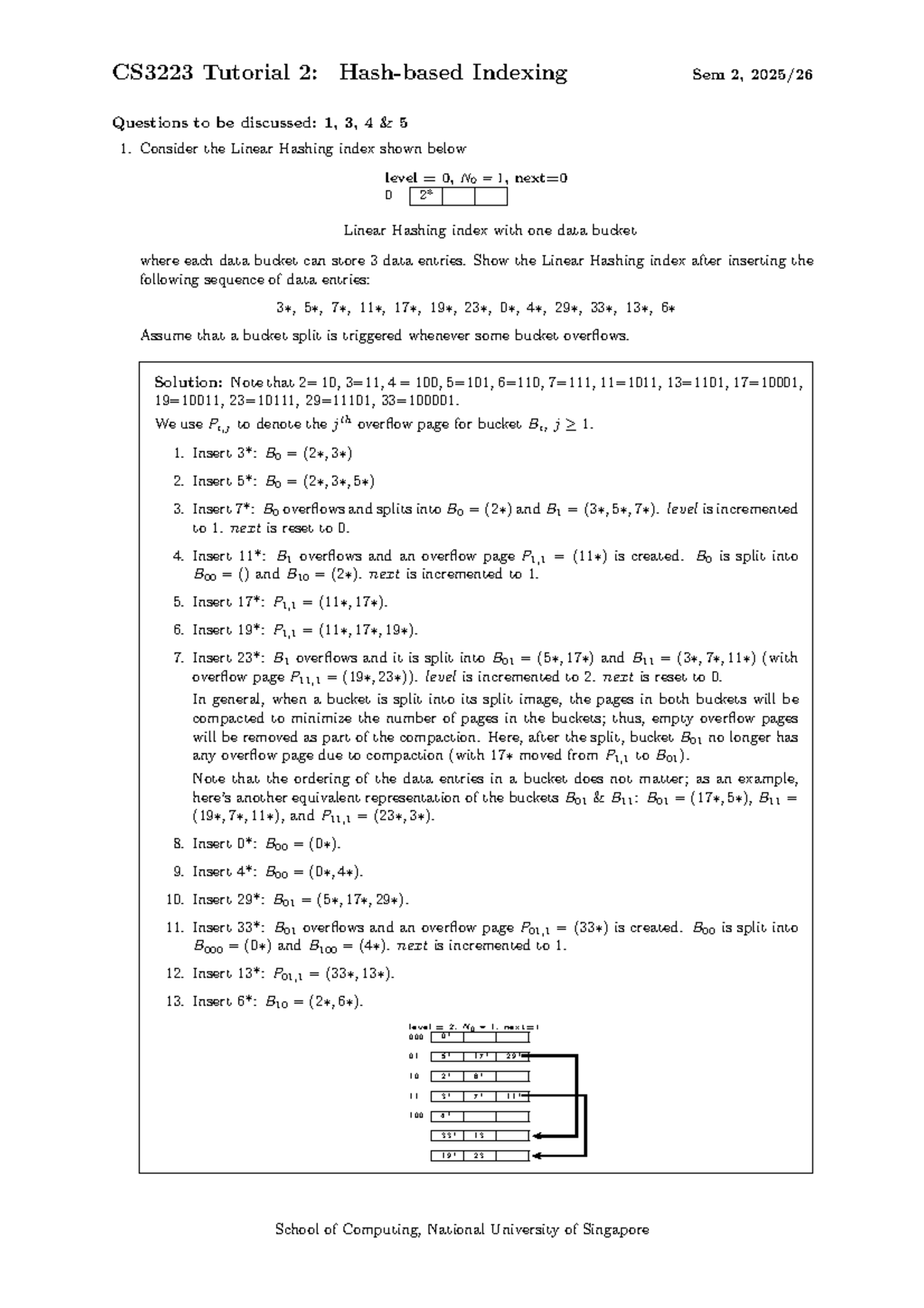 CS3223 Tutorial 2: Indexing Solutions for Sem 2 - Studocu