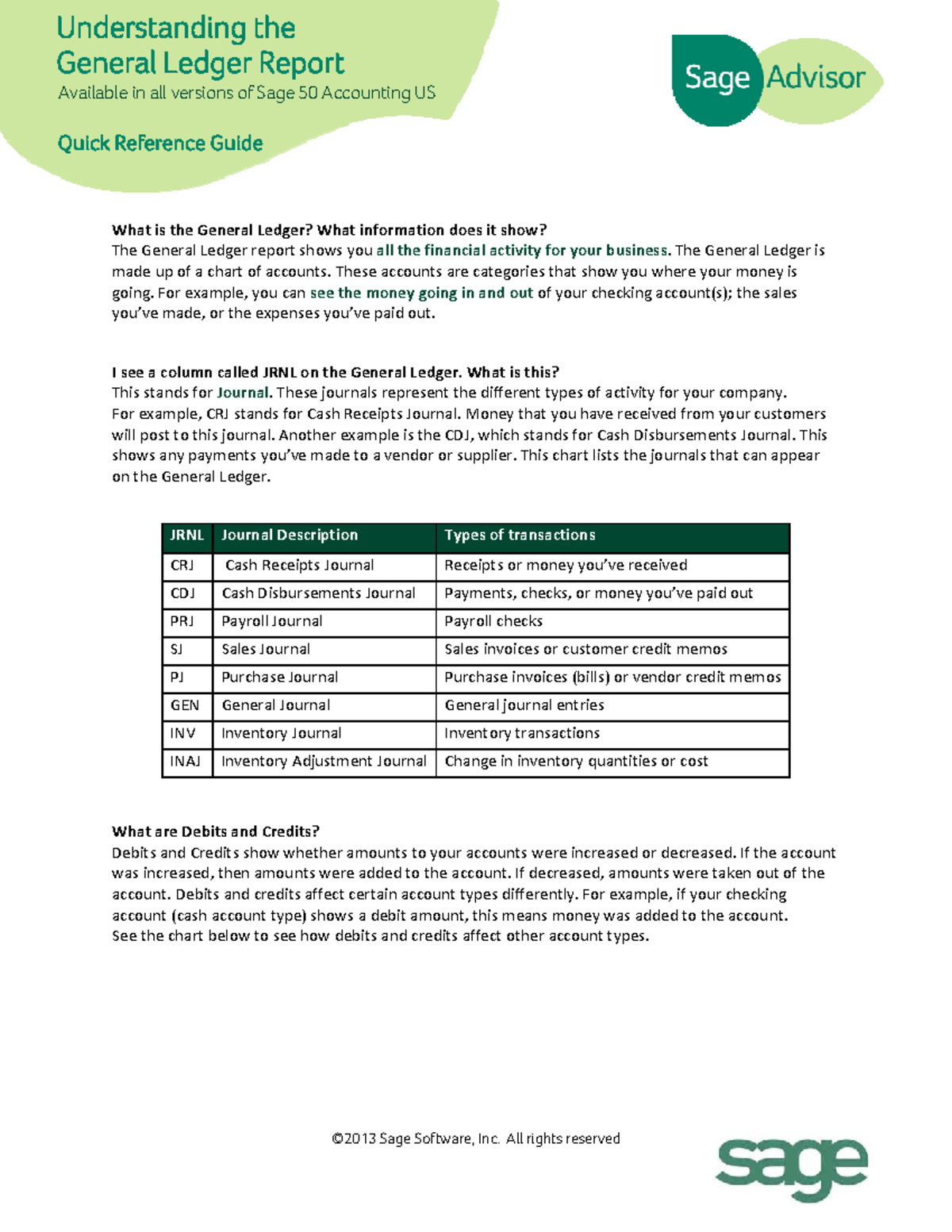 Sage 50 Accounting: Understanding the General Ledger Report Guide - Studocu