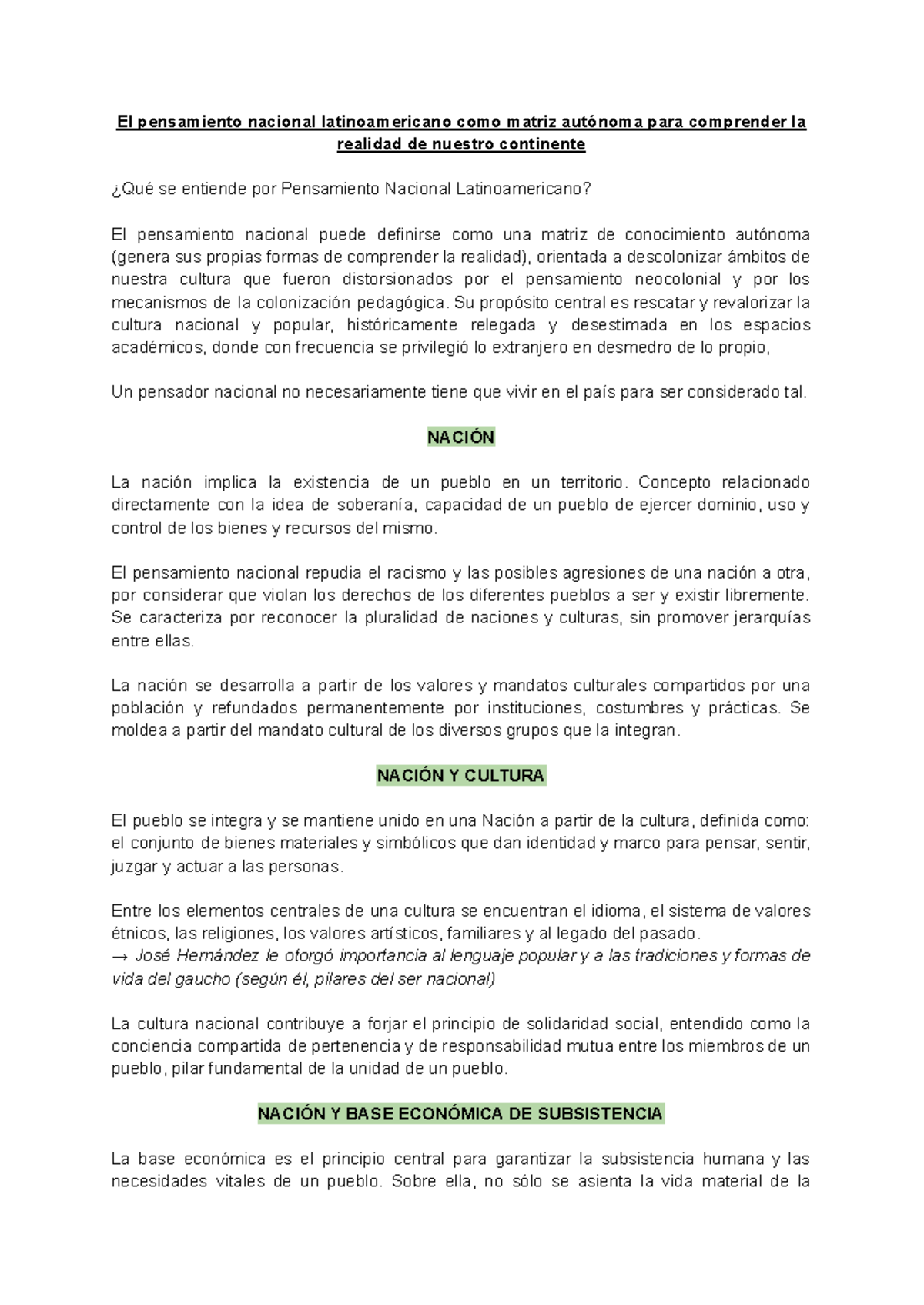 Pensamiento Nacional Latinoamericano: Una Matriz de Autonomía - Document Preview