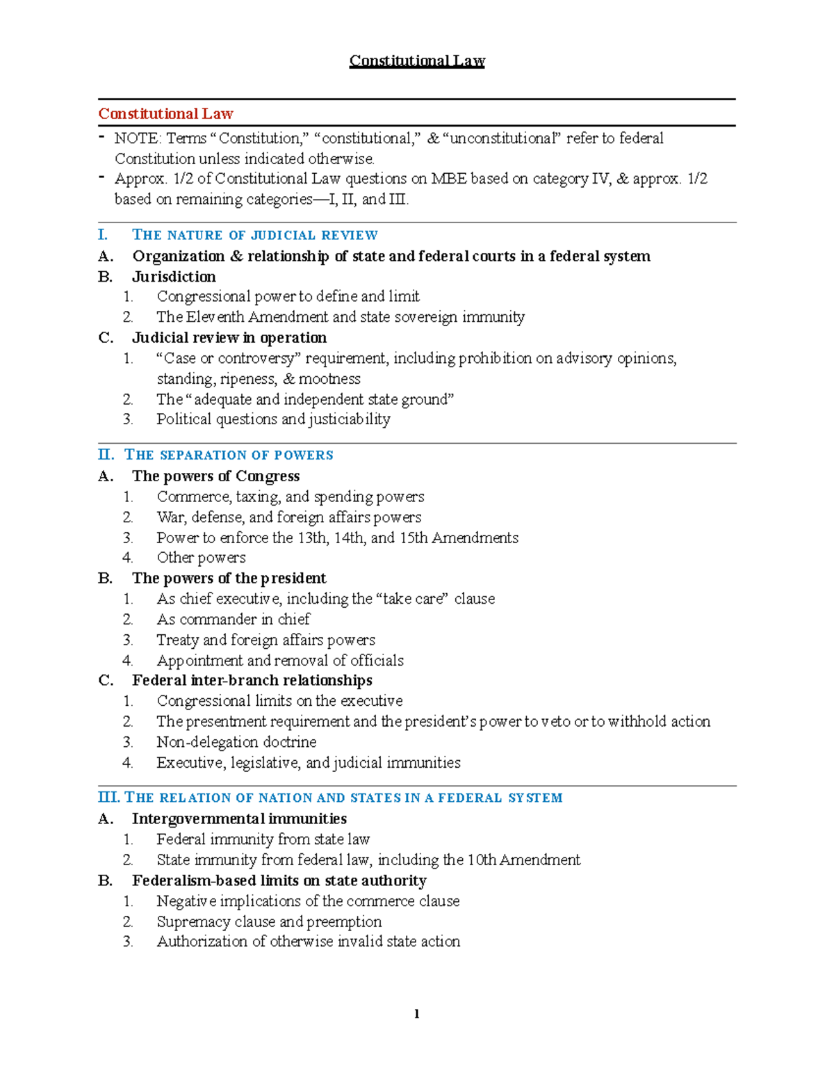 Constitutional Law Study Notes and Case Summaries (LAW 101) - Studocu