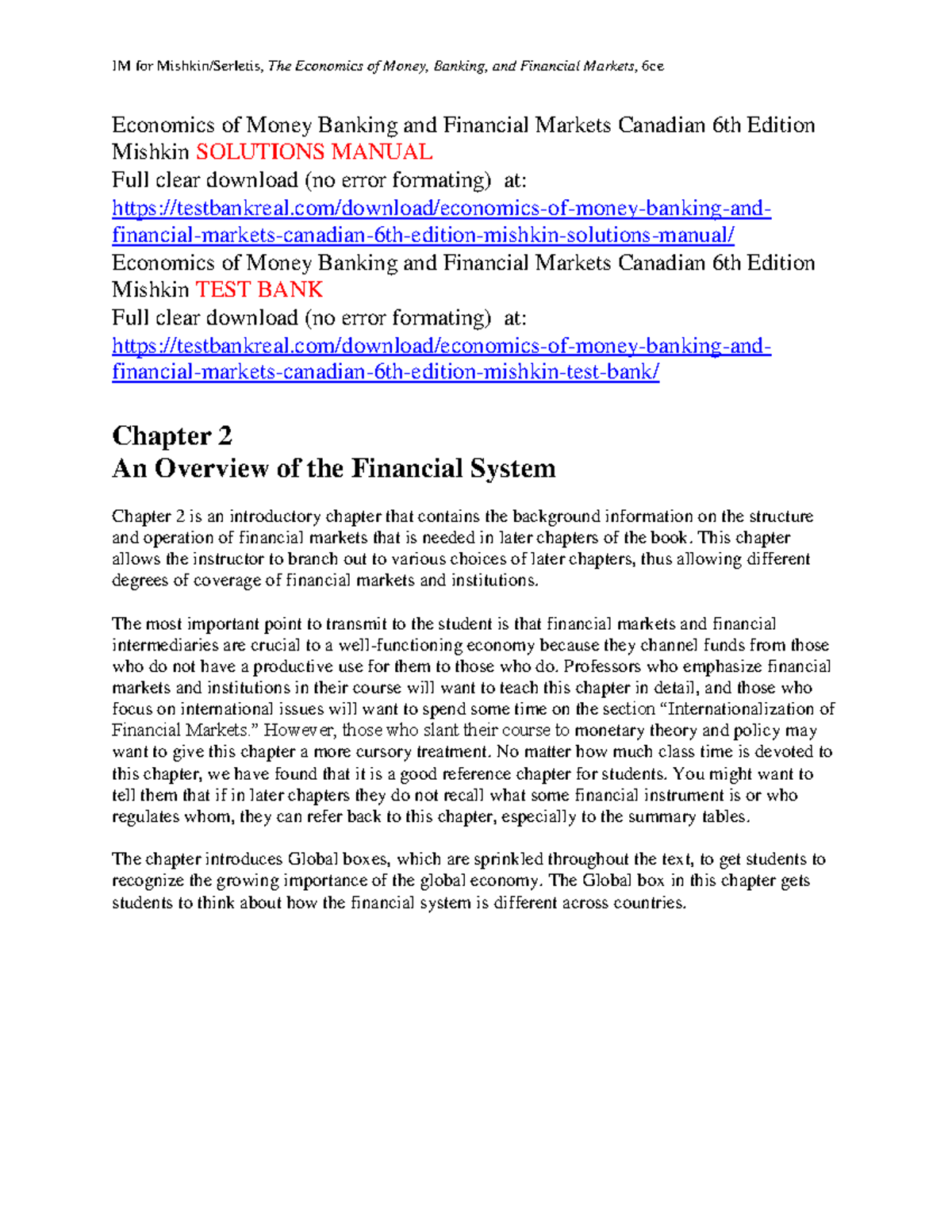 Economics of Money Banking and Financial Markets - Chapter 2 Overview ...