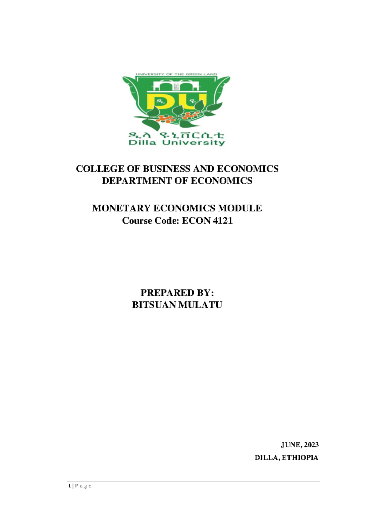 Monetary Economics Module: ECON 4121 Study Guide for Exit Exam - Studocu