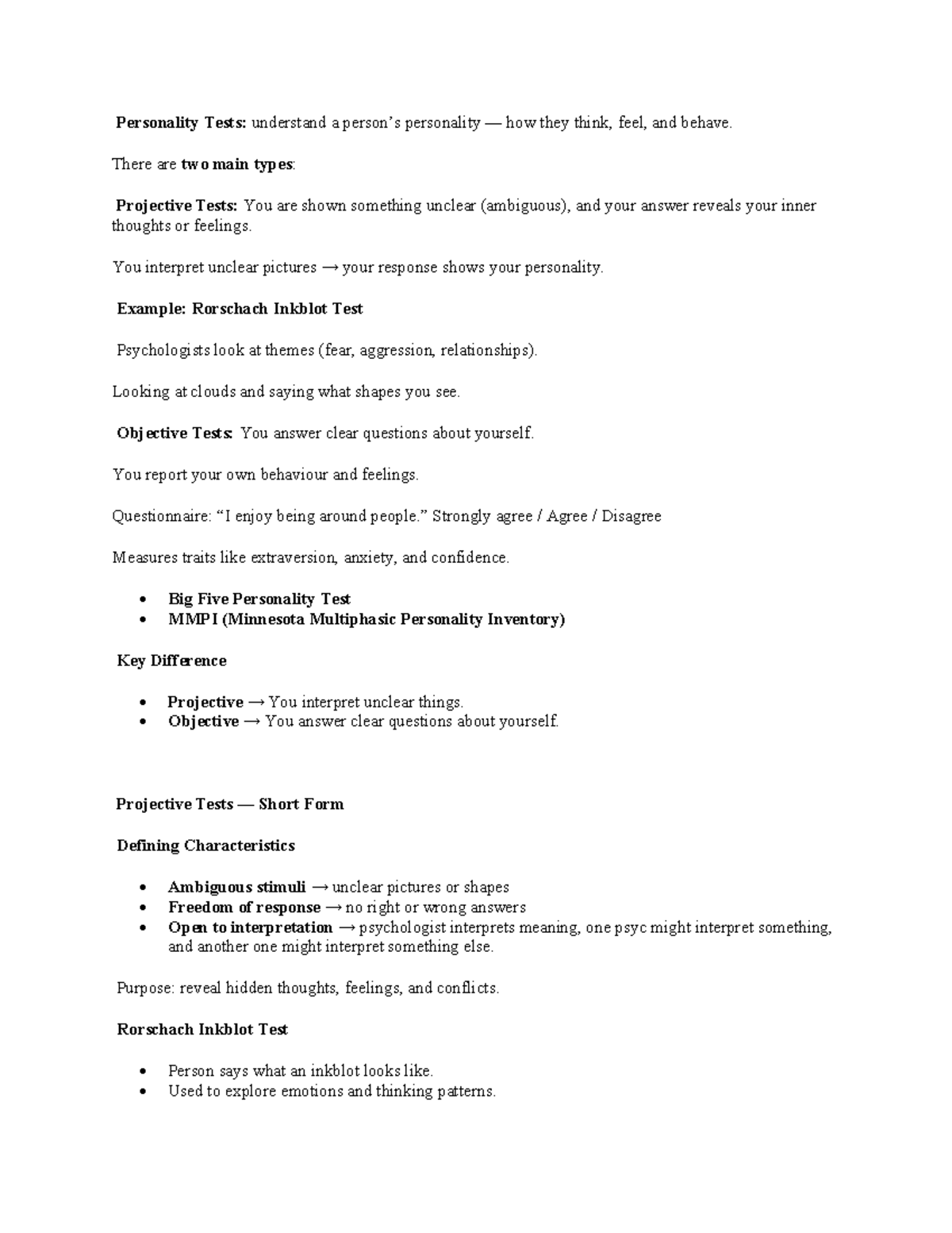 Personality Tests (PSY 101) - Understanding Projective and Objective ...