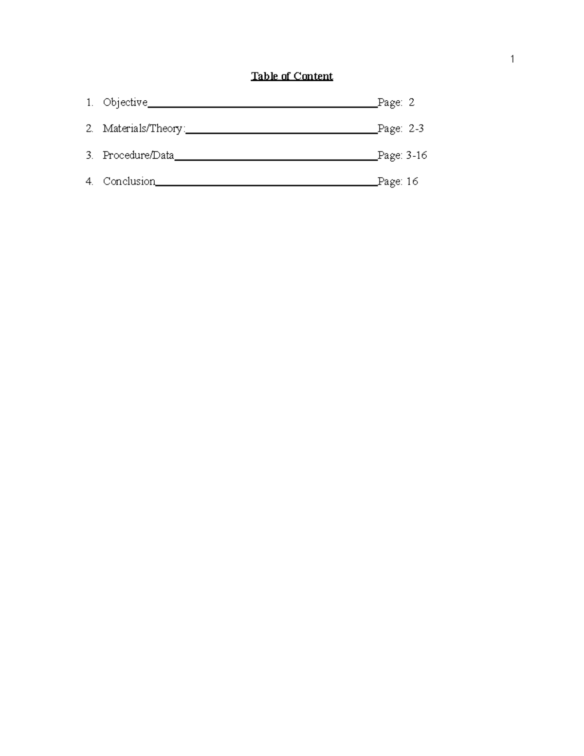 CET 3525 Lab report #6 copy - Table of Content Objective Page ...