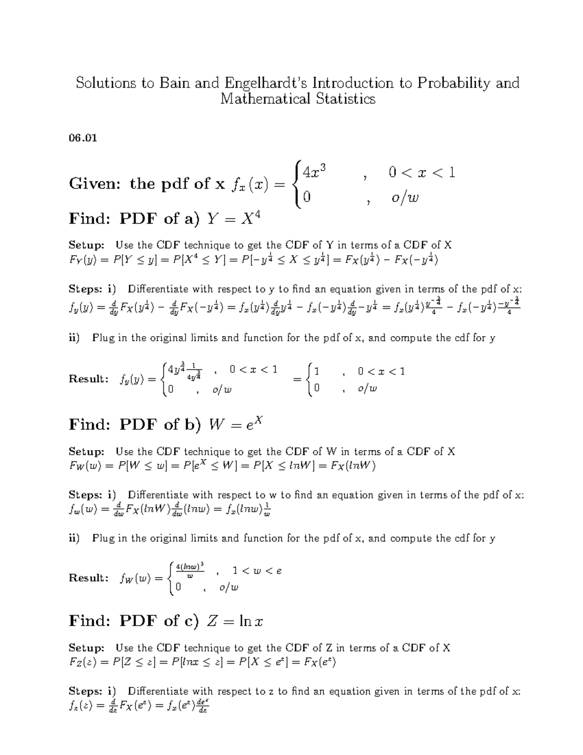 Final Solutions to Probability & Mathematical Statistics (MATH 06 ...
