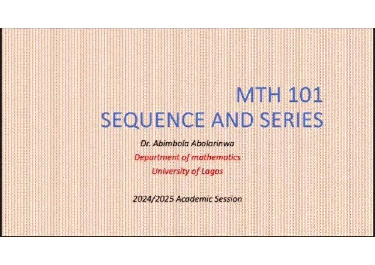 MTH 101 Final Exam: Understanding Sequences and Series Concepts - Studocu