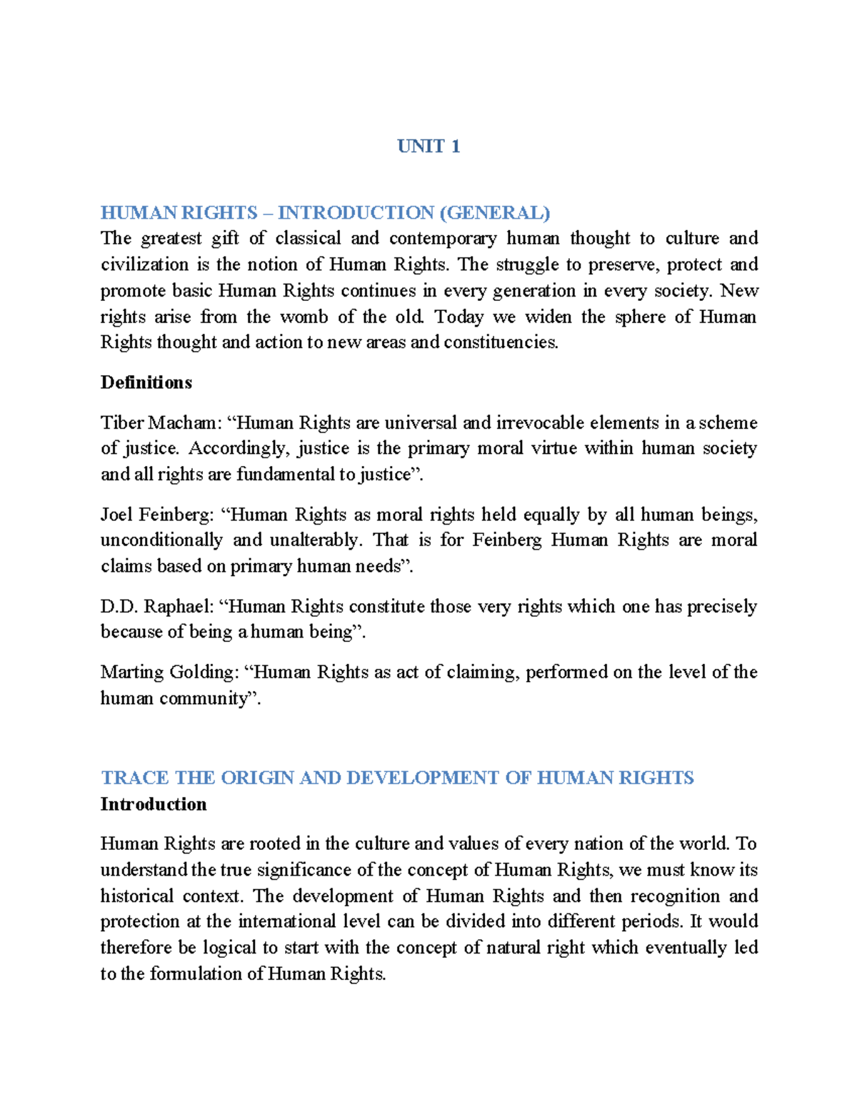 Human Rights Law Overview for B.ALLB [3709]: Concepts & Theories - Studocu
