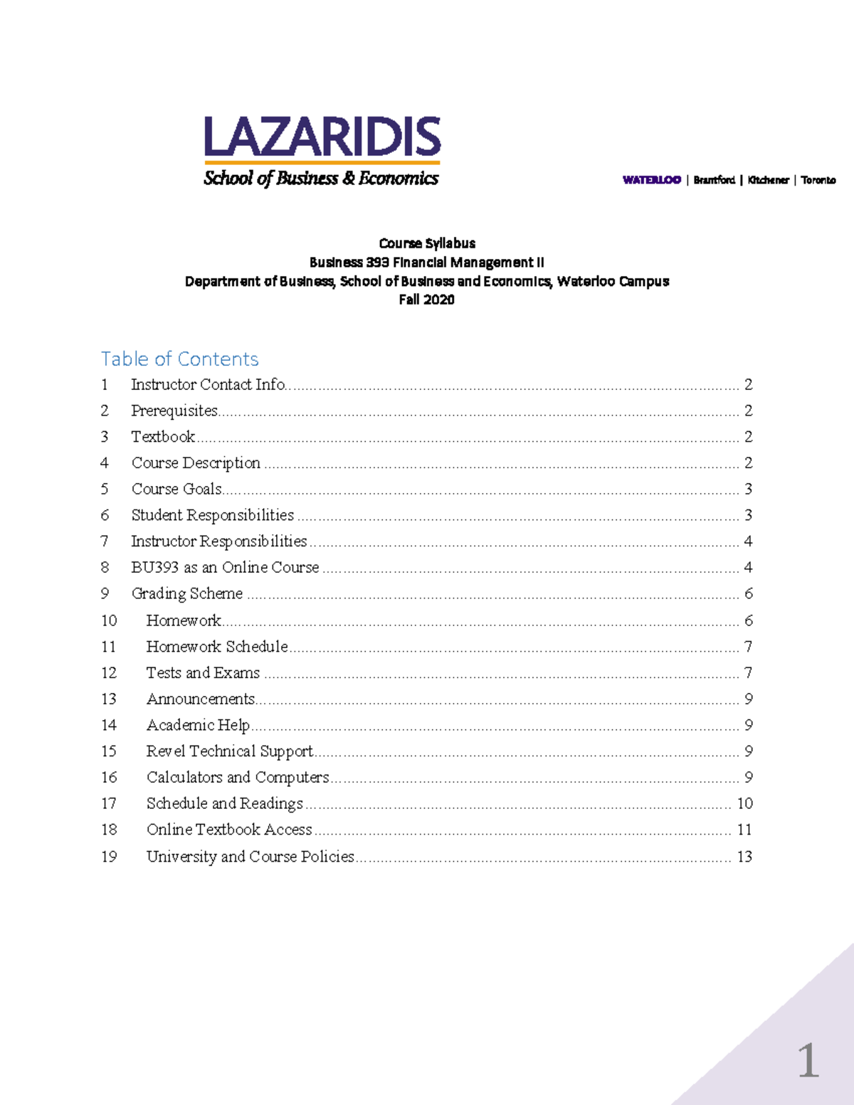 BU393 Course Outline - Course Syllabus Business 393