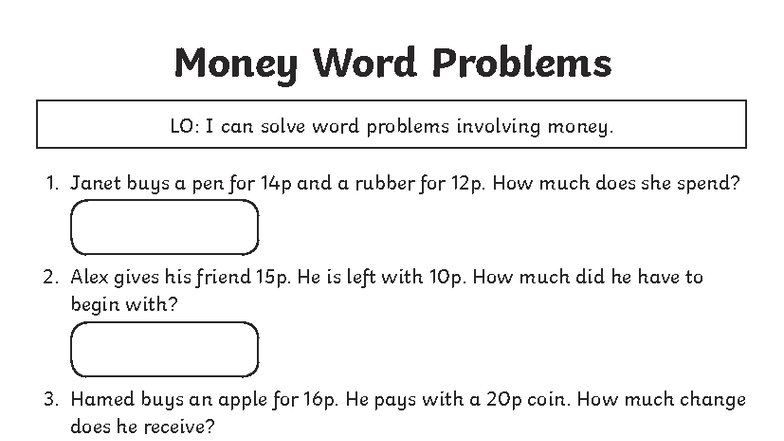 Year 3 Revision SWP: Solving Money Word Problems - Studocu