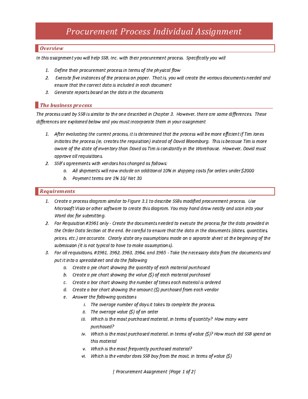 BU1193 - Assignment 1 - Individual Assignment - | Procurement ...