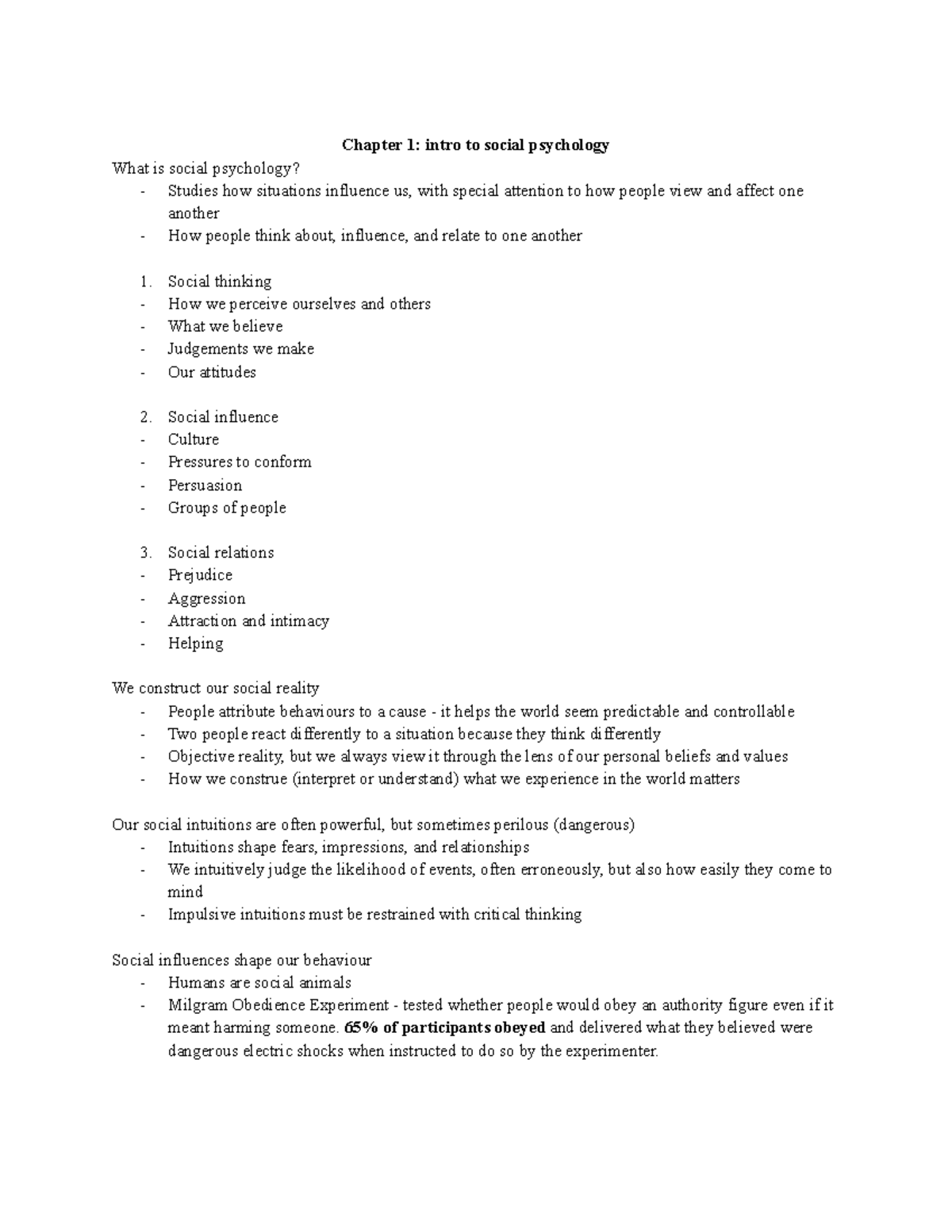 SOC 101: Intro to Social Psychology - Key Concepts and Theories - Studocu