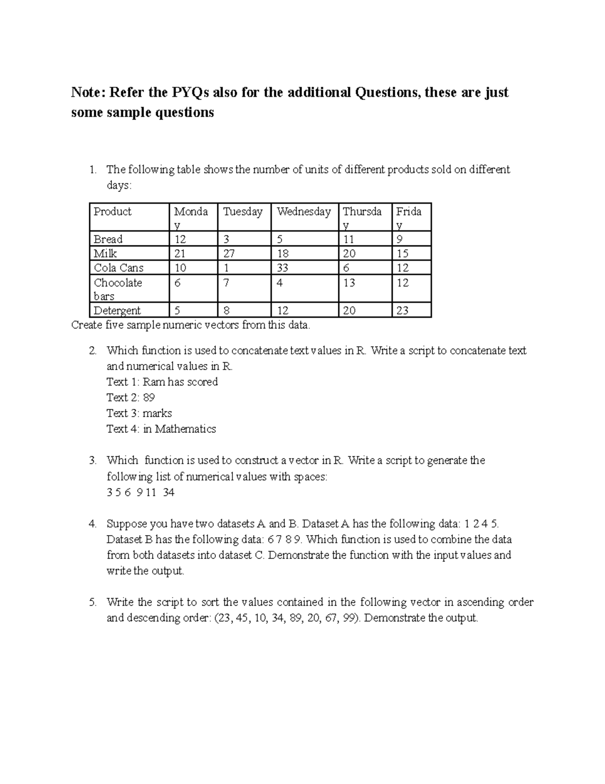 R Programming Questions: Sample Scripts & Data Manipulation Techniques ...