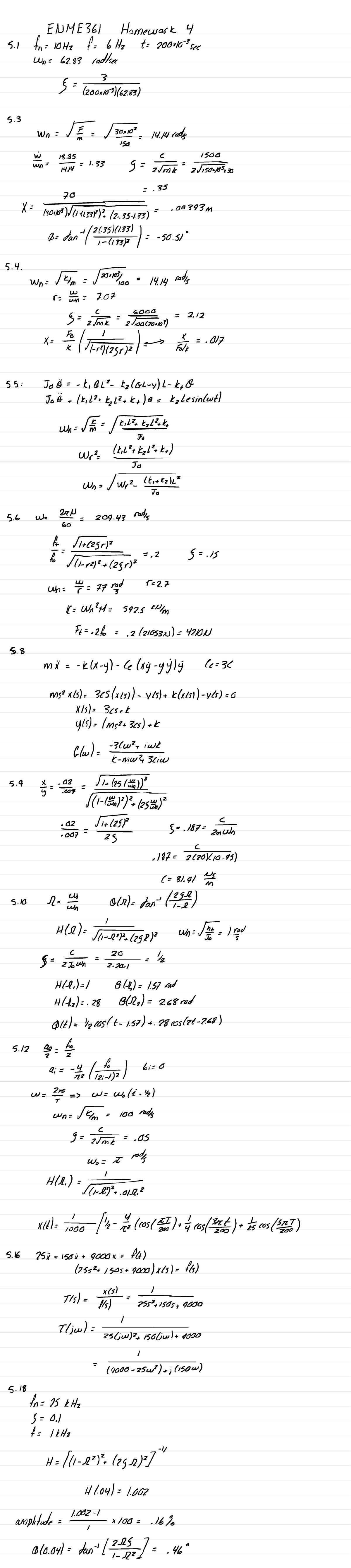 ENME361 - Homework 4 Solutions and Calculations Analysis - Studocu