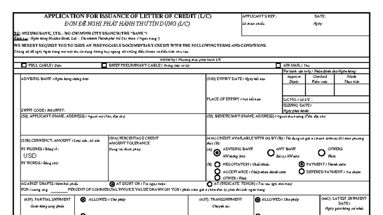 Trade LC Issuance Application - HCM - NJNLK - Studocu