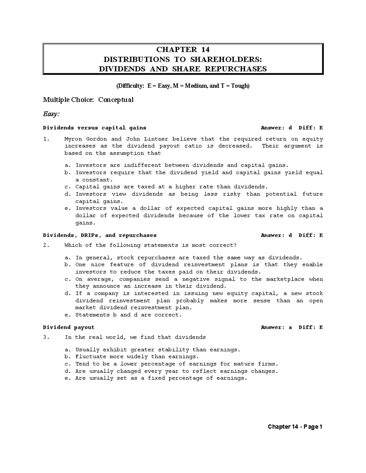 Final Exam Study Guide: CH 14 - Shareholder Distributions (2018) - Studocu