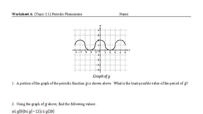 Worksheet A: Topic 3.1 Periodic Phenomena Analysis and Questions - Studocu