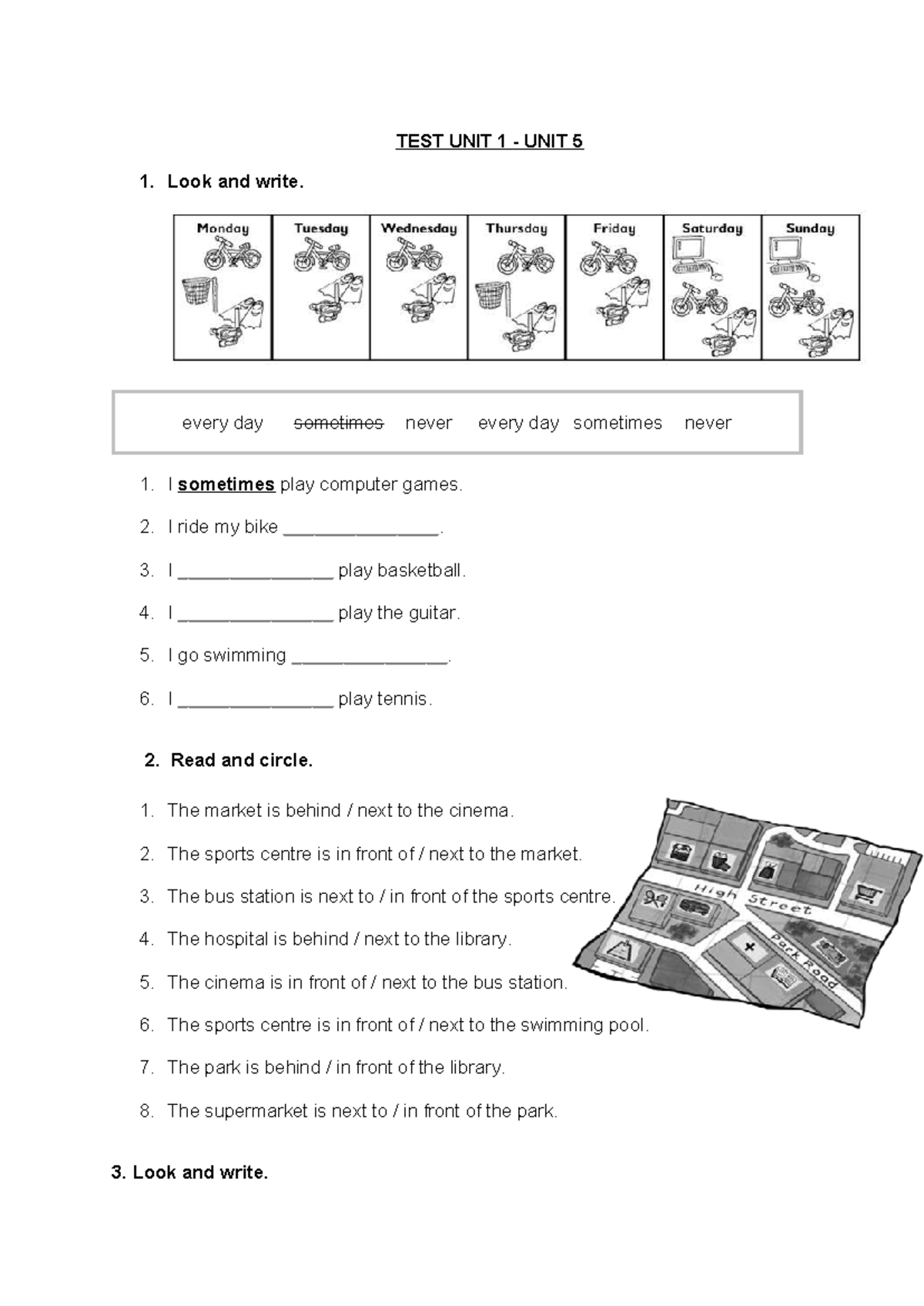 TEST UNIT 1 - UNIT 5: Activities and Sentence Structure Exercises - Studocu