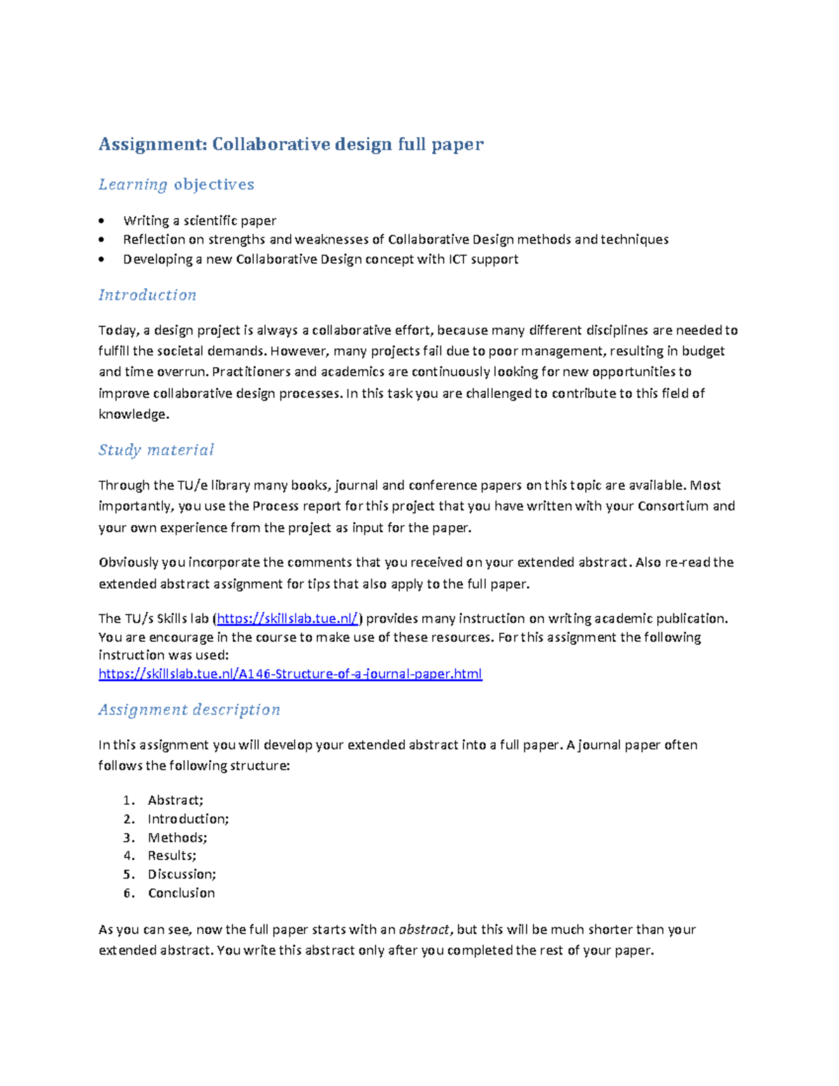 Assignment CD Collaborative Design Full Paper 2024 - Studeersnel