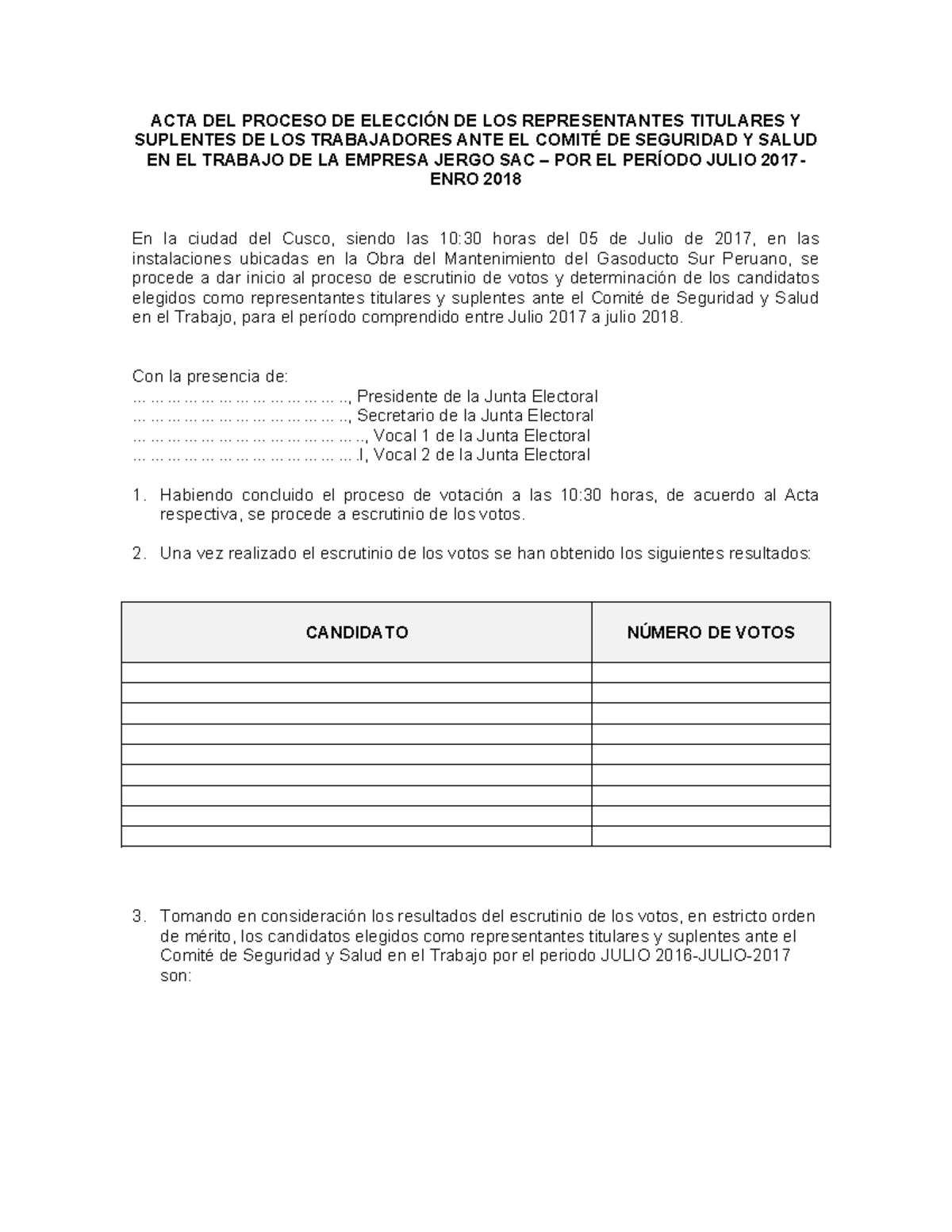 9.- acta proceso eleccion - ACTA DEL PROCESO DE ELECCIÓN DE LOS ...