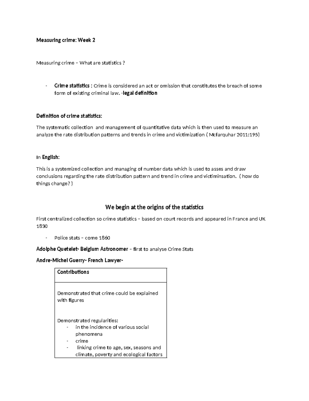 Measuring crime notes - Very good - Measuring crime: Week 2 Measuring ...