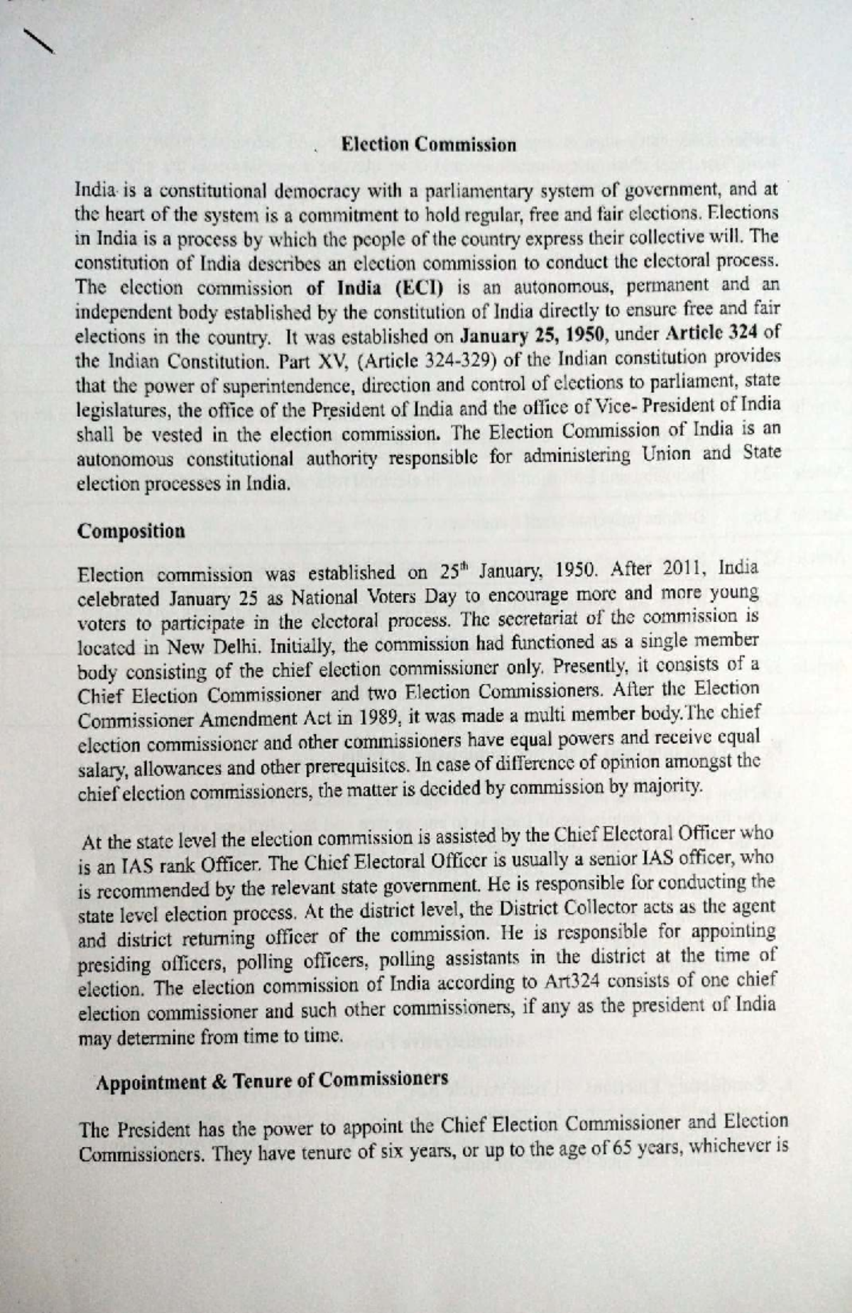 Election Commission of India: Structure, Powers, and Functions - Studocu