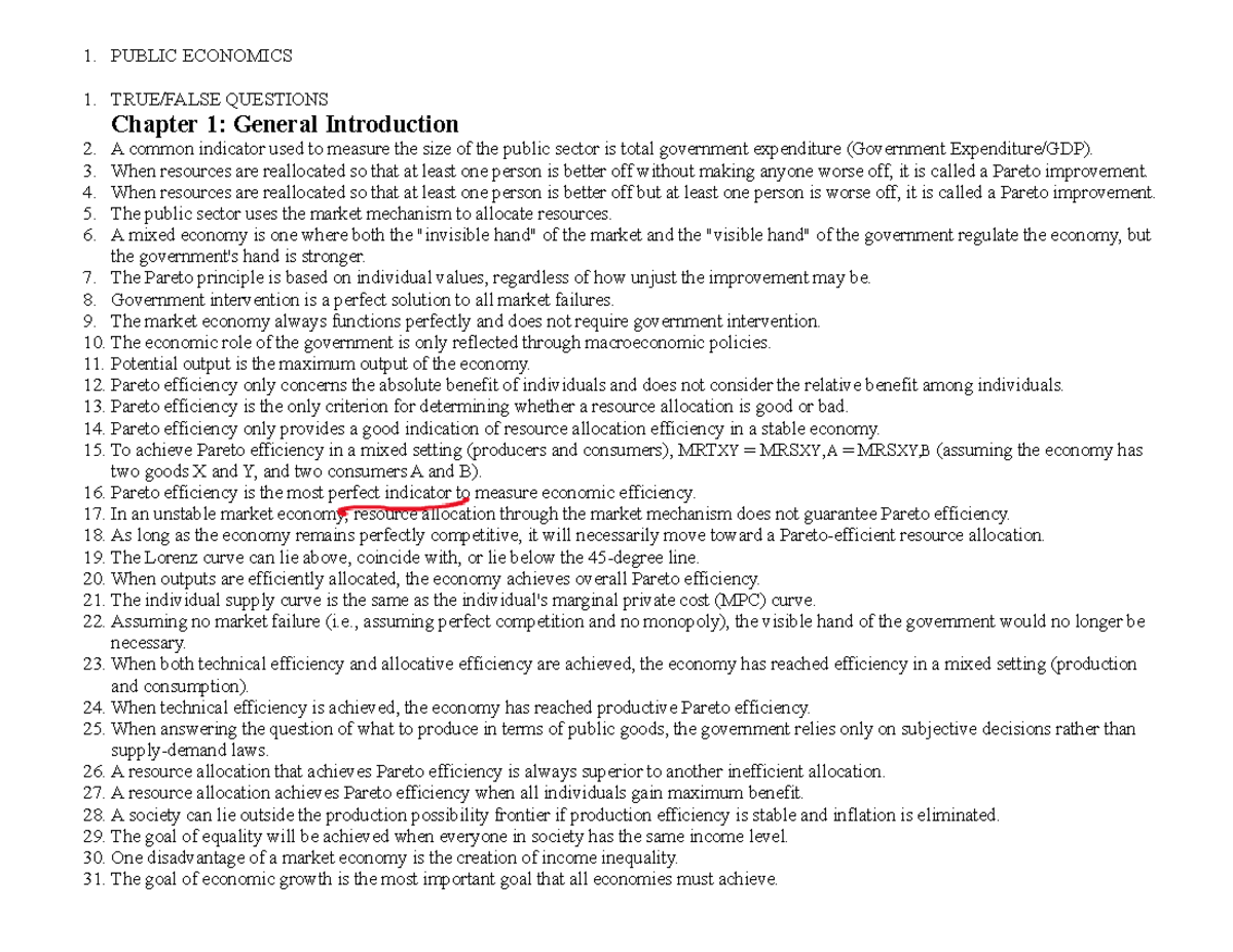 Public Economics 1: Review of Key Theories and Concepts - Studocu