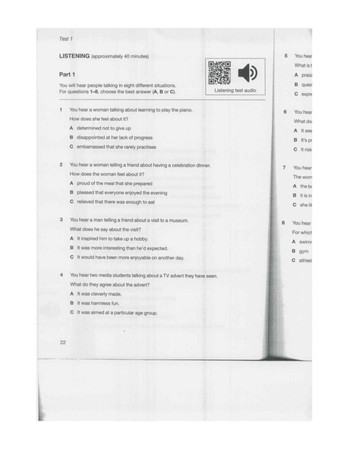 Listening Test 1 - Exam Preparation for Language Course - Studocu