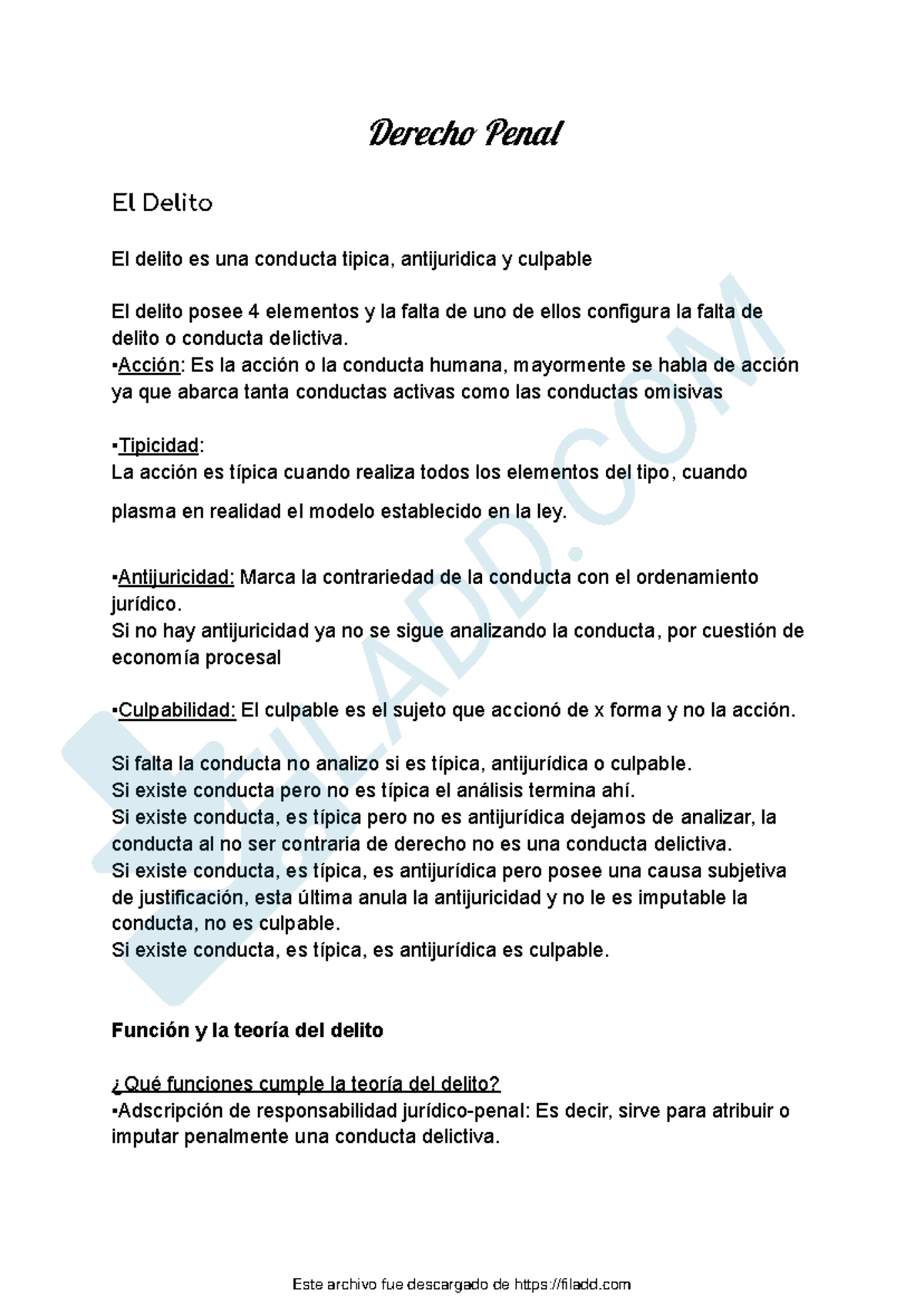 Derecho Penal OM: Elementos y Teorías del Delito - Studocu