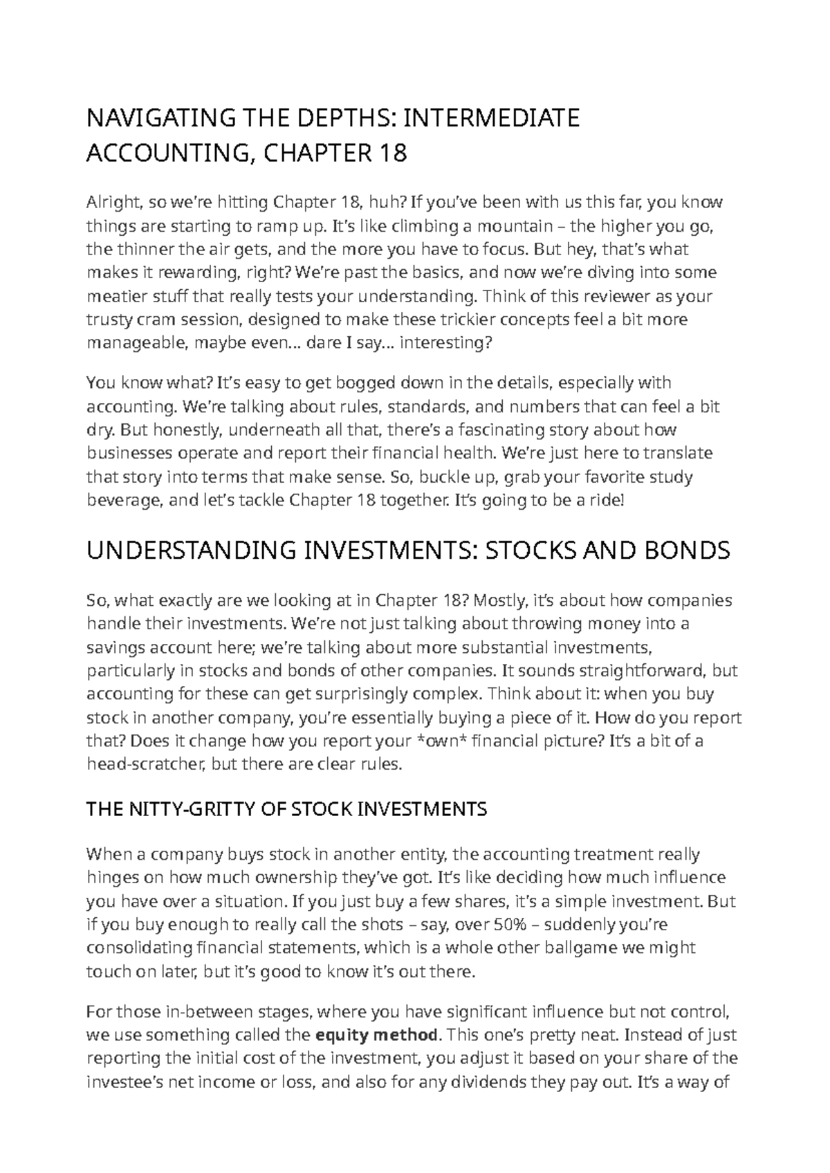Chapter 18 Review: Intermediate Accounting Insights on Investments ...