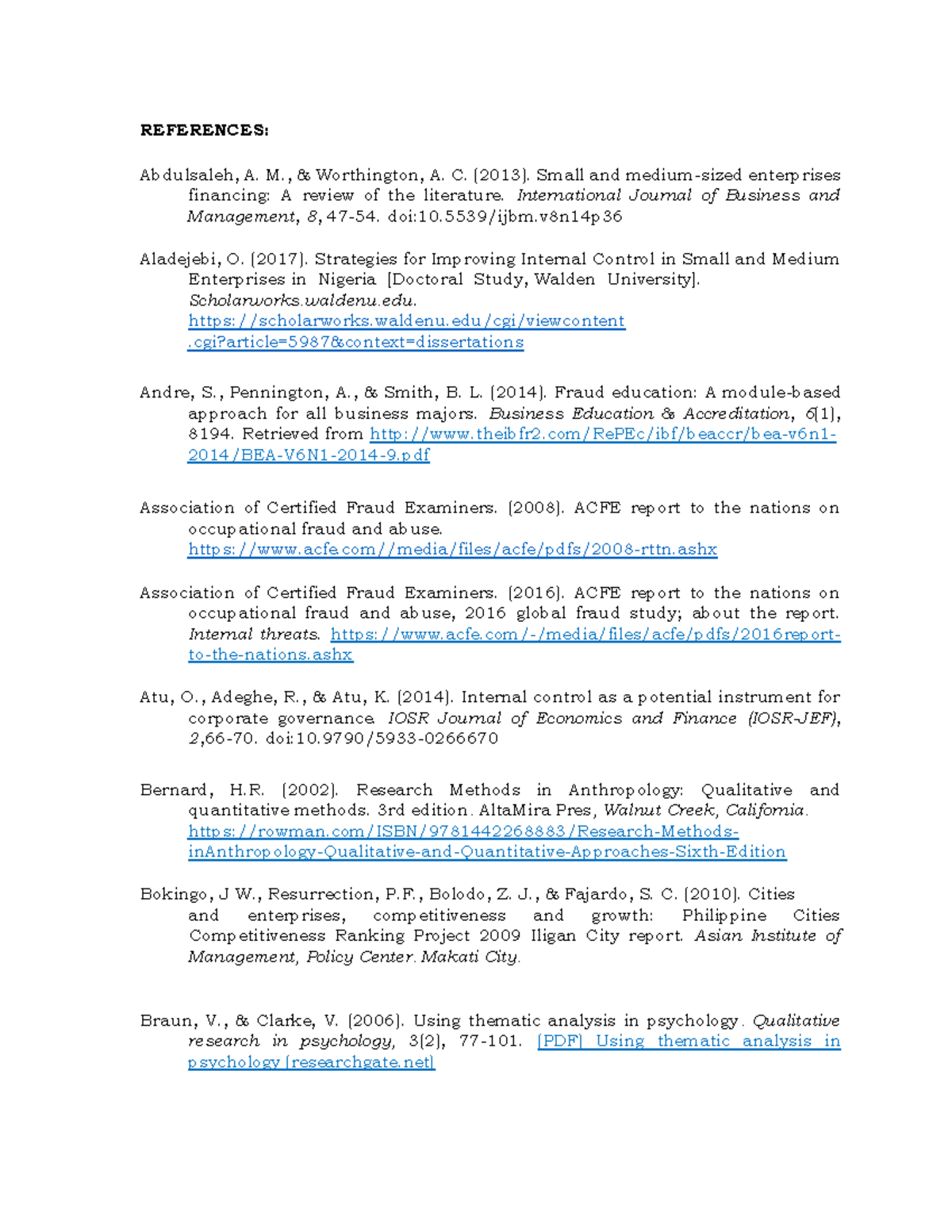 References-2 - Business Research - REFERENCES: Abdulsaleh, A. M ...