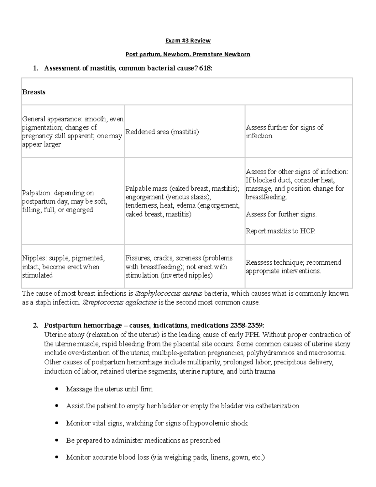 Exam #3 Study Guide: Focus on Postpartum and Newborn Care - Studocu
