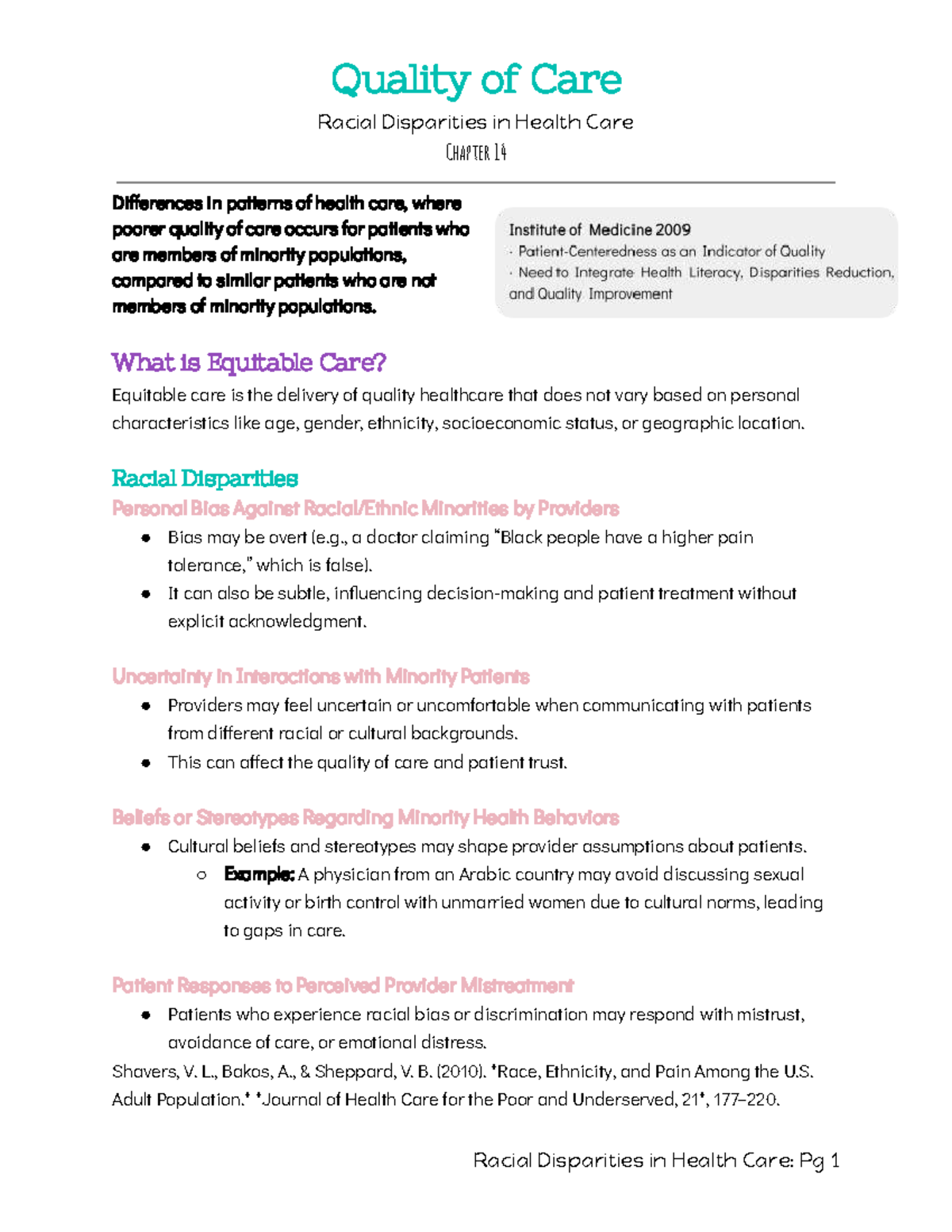 Quality of Care: Racial Disparities in Healthcare - Chapter 14 Insights ...