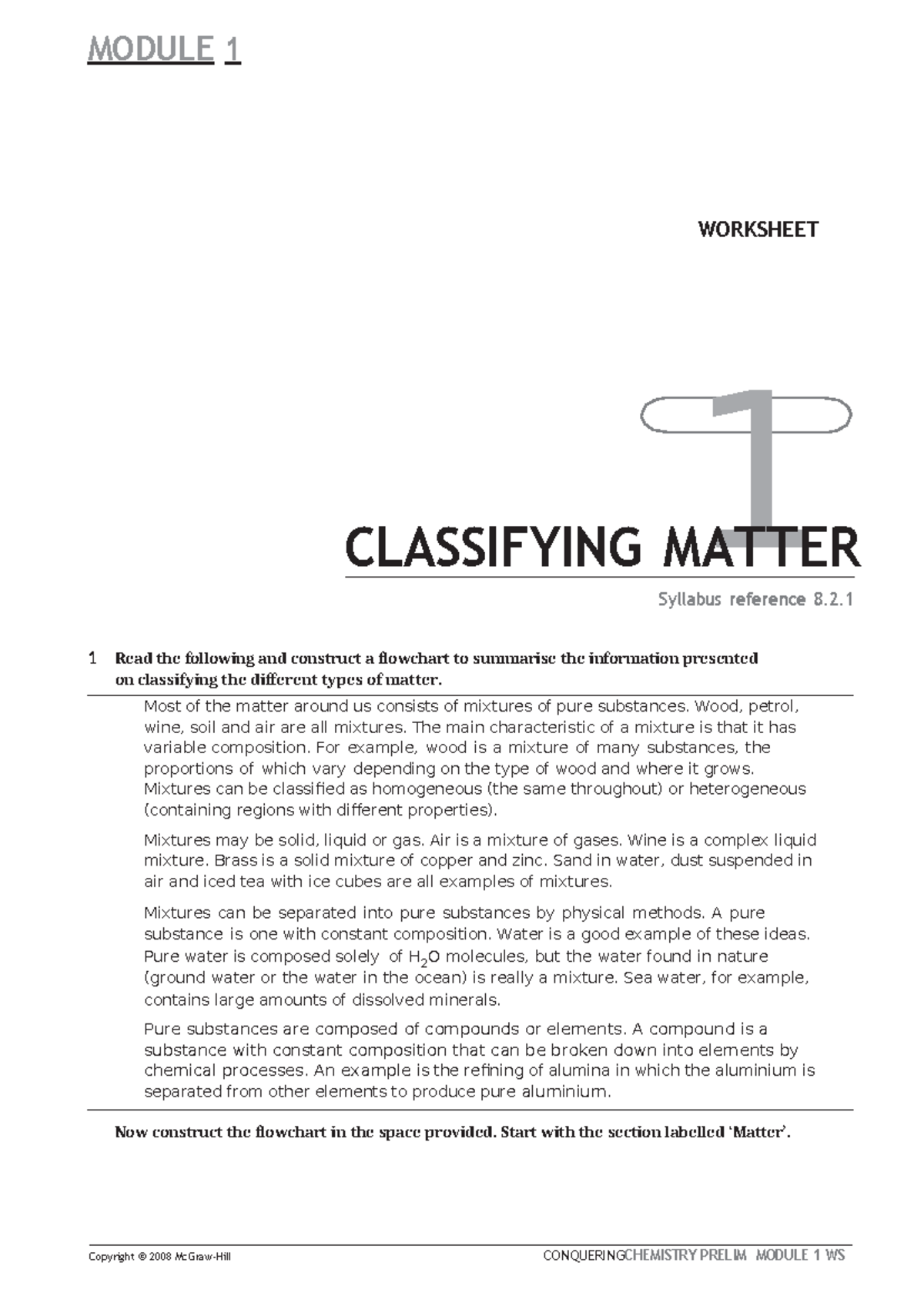 1.2 Classifying Matter Worksheet - CONQUERINGCHEMISTRY PRELIM MODULE 1 ...