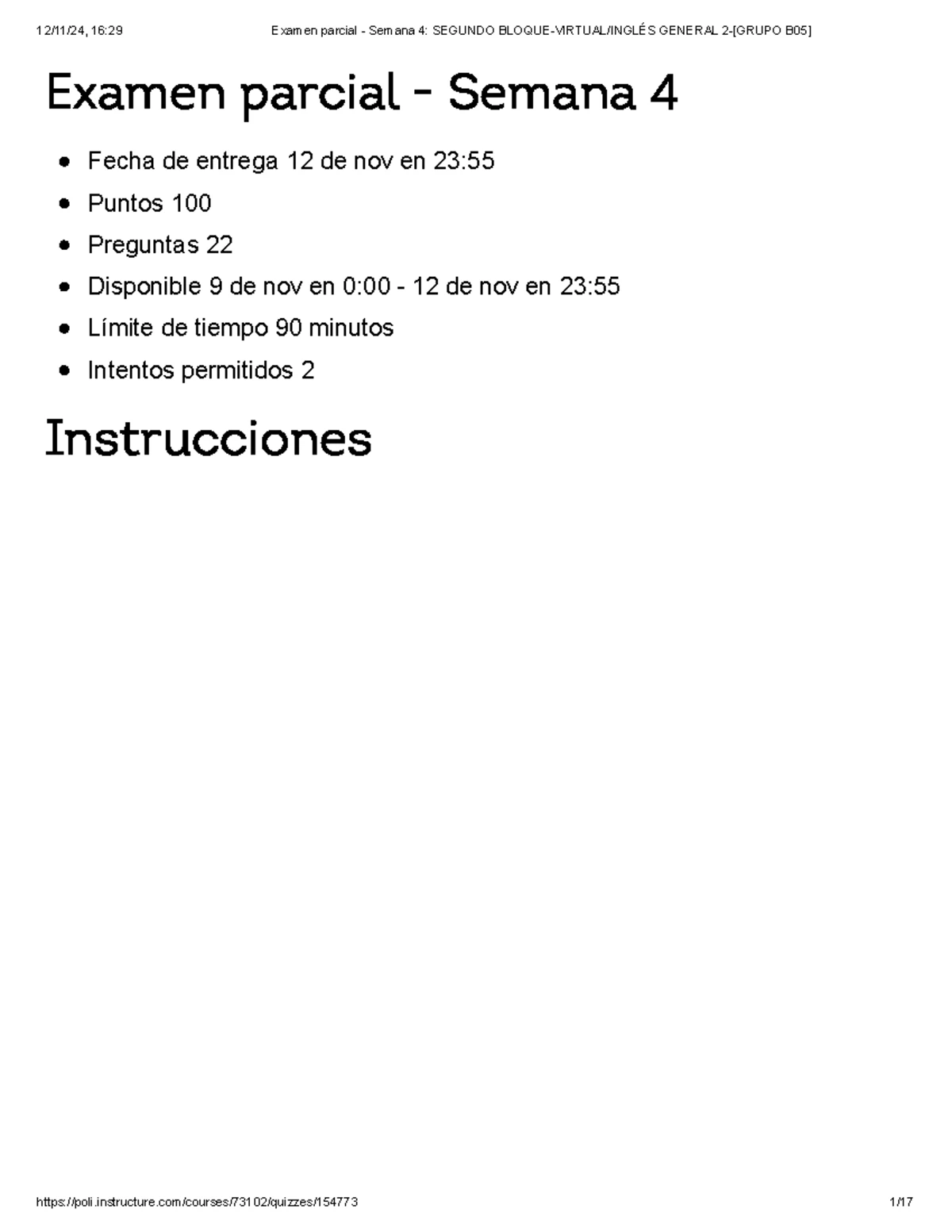 Resultados del Examen Parcial - Semana 4 para JULIANA CASTRILLON M ...