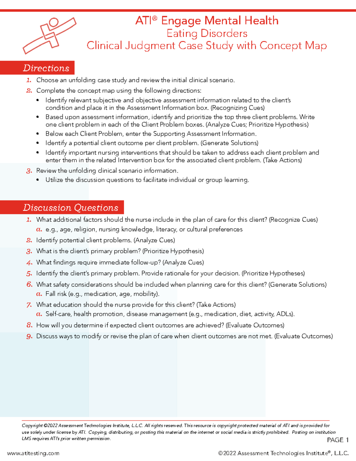 Atin engage mh cjcs eating disorders student 2 page 1 copyright 2022