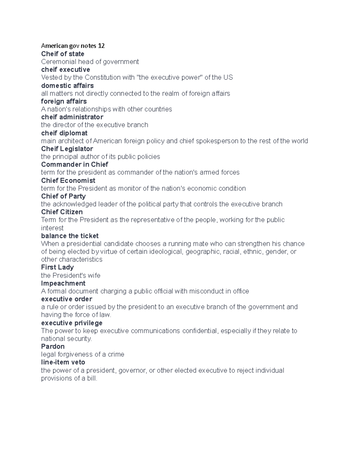 American Gov Notes 13: Key Concepts & Definitions Explained - Studocu