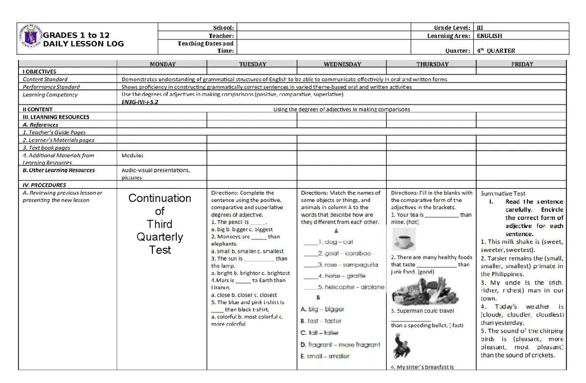 DLL Araling Panlipunan 3 Q4 W3 v2 - GRADES 1 to 12 DAILY LESSON LOG ...