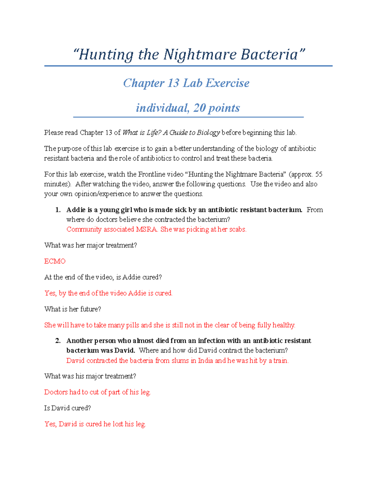 Chapter 13 Lab Exercise - Understanding Antibiotic Resistance and ...