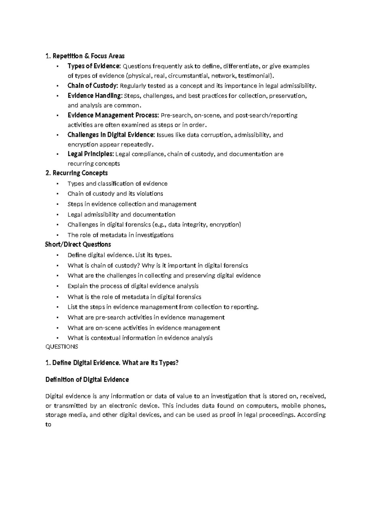 Cyber Forensics U4: Evidence Collection & Management Insights - Studocu