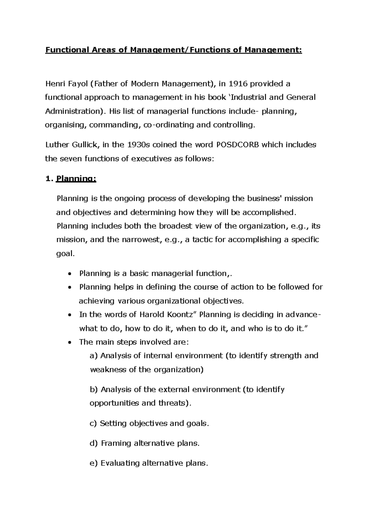 Functions of management - Functional Areas of Management/Functions of ...