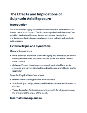 Sulphuric Acid Exposure: Symptoms and Postmortem Appearances Summary ...
