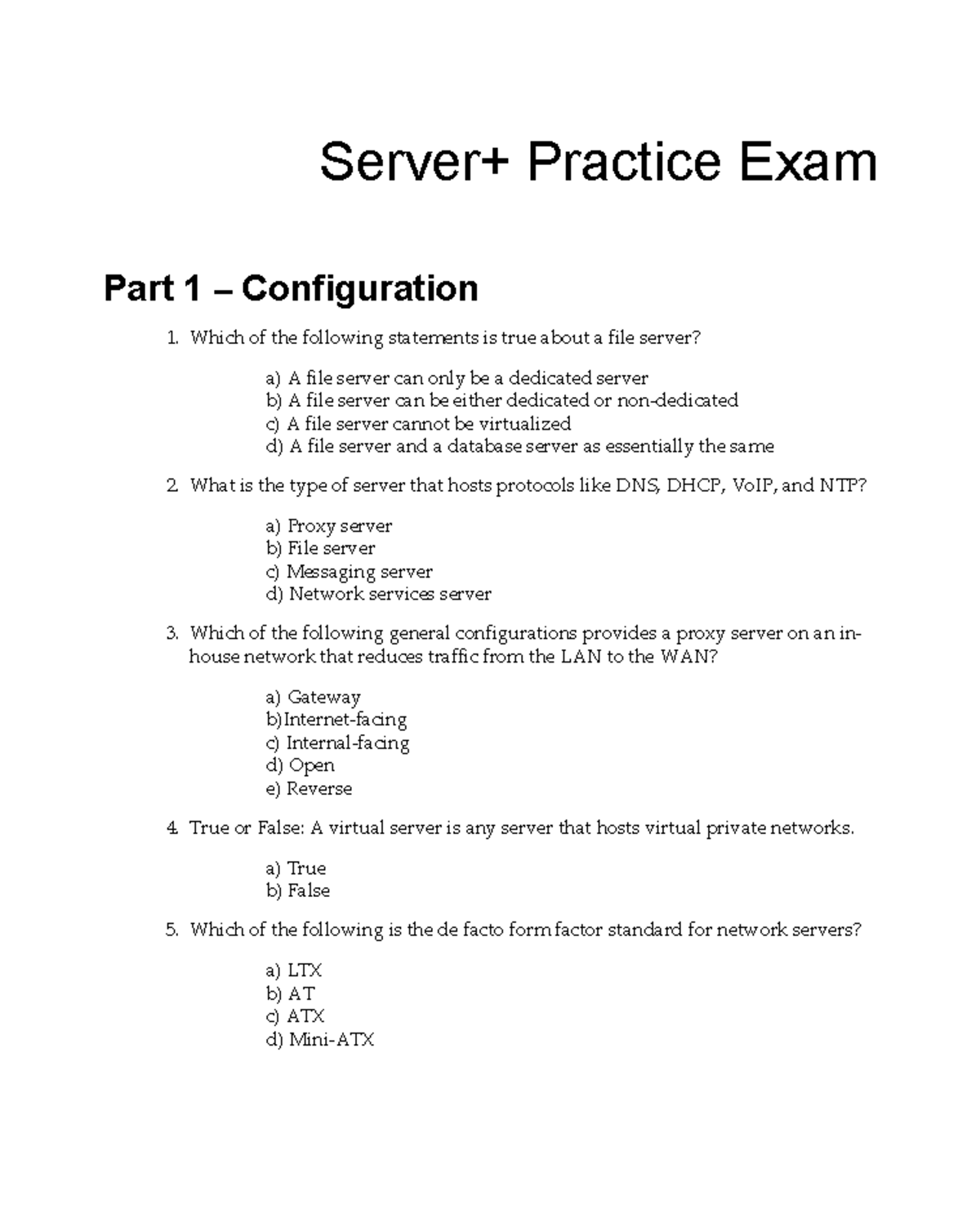 Server+ Practice Exam Part 1 & 2: Configuration & Administration - Studocu